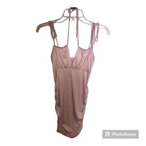 Lucy in the Sky Baby Pink halter tie shimmer  dress size M